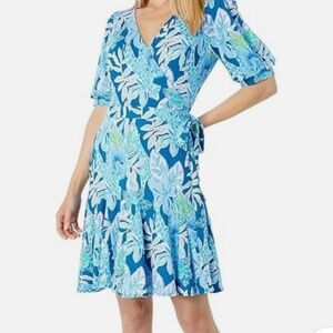 Lilly Pulitzer Kessler Wrap Dress Macaw Blue Size S